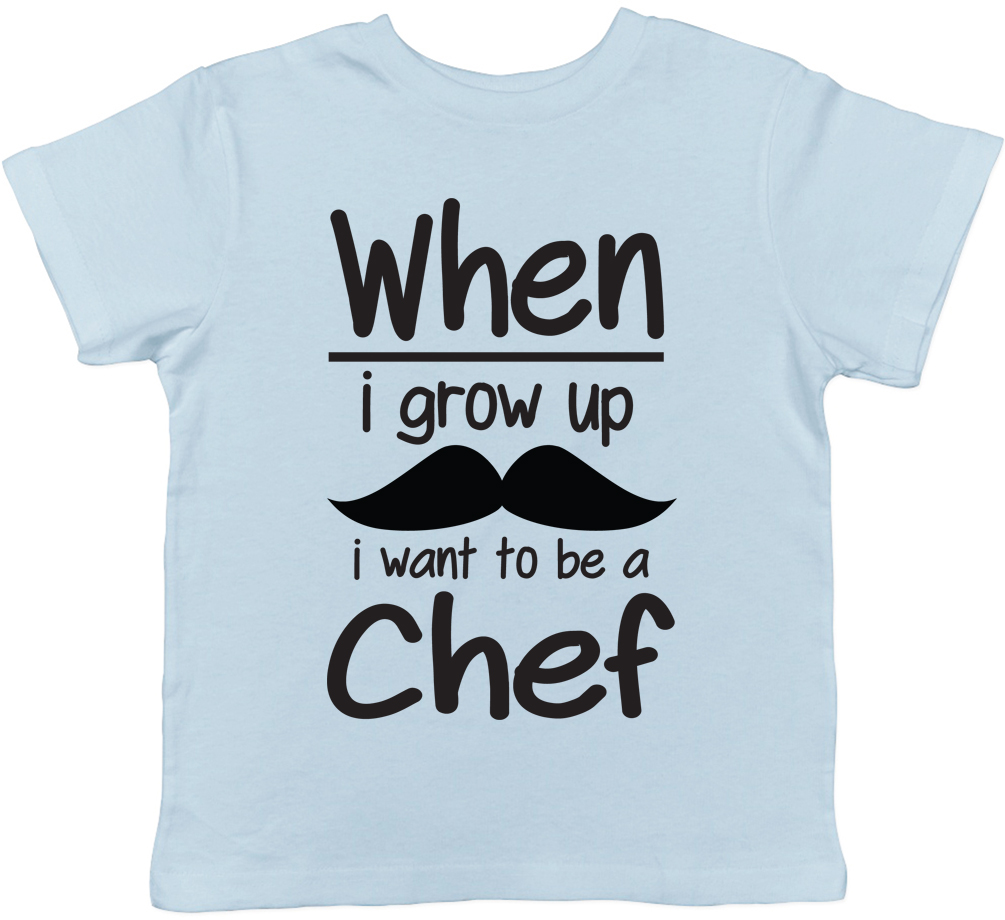 When I Grow Up I want to be a Chef Childrens Kids T-Shirt Boys Girls Cooking Tee