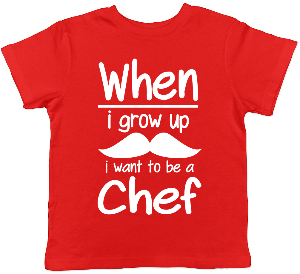 When I Grow Up I want to be a Chef Childrens Kids T-Shirt Boys Girls Cooking Tee