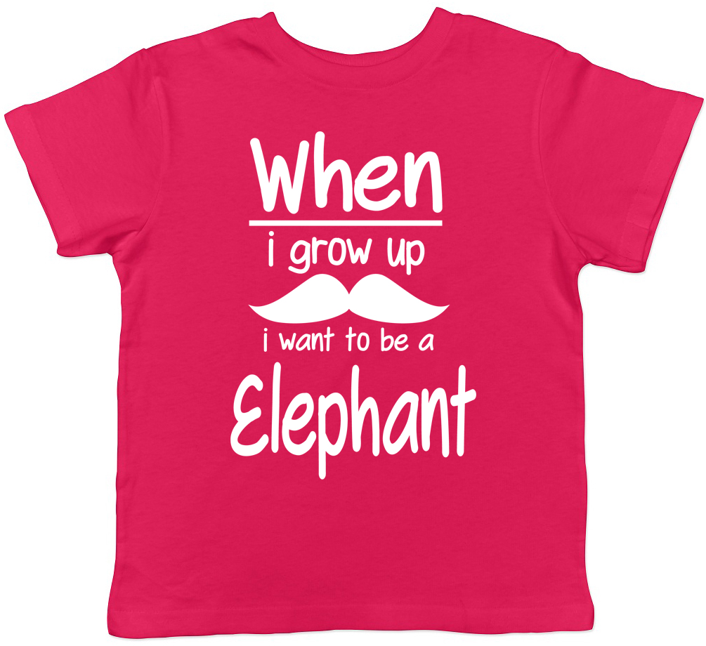 When I Grow Up I want to be an Elephant T-Shirt Childrens Kids Boys Girls Gift