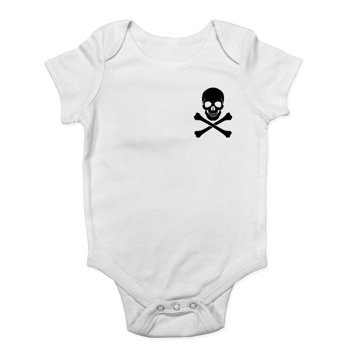 Skull and Crossbones Pocket Design Gothic Boys and Girls Baby Grow Vest Bodysuit