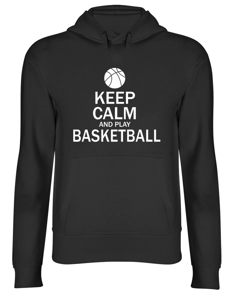 Mantieni la calma e giocare a basket Felpa con Cappuccio da Uomo Donna Unisex Felpa Con Cappuccio
