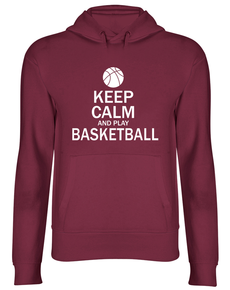 Mantieni la calma e giocare a basket Felpa con Cappuccio da Uomo Donna Unisex Felpa Con Cappuccio