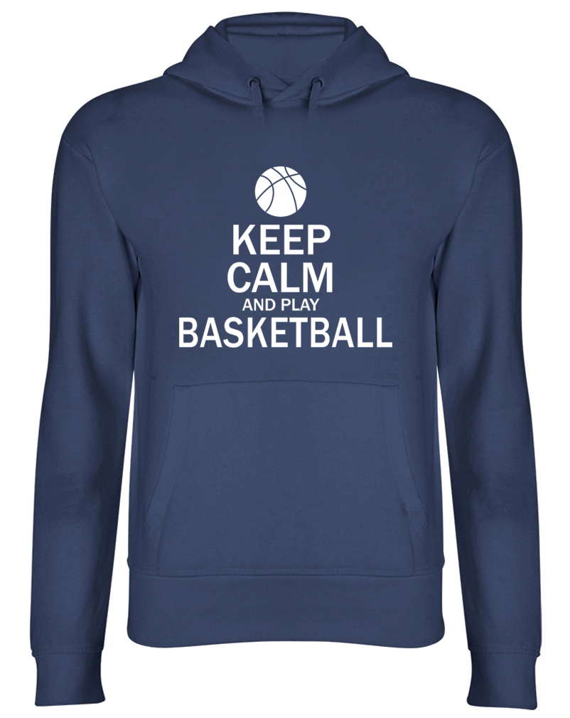 Mantieni la calma e giocare a basket Felpa con Cappuccio da Uomo Donna Unisex Felpa Con Cappuccio