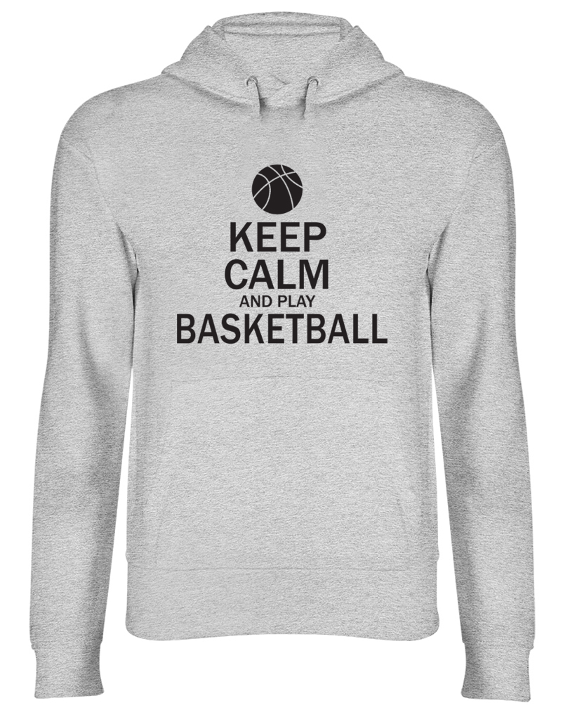 Mantieni la calma e giocare a basket Felpa con Cappuccio da Uomo Donna Unisex Felpa Con Cappuccio