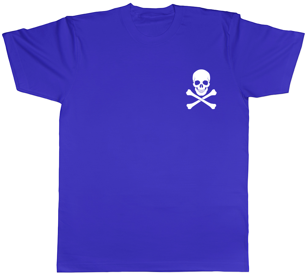 Skull and Crossbones Pocket Design Gothic Unisex Mens Womens T-Shirt Tee - Picture 3 of 7