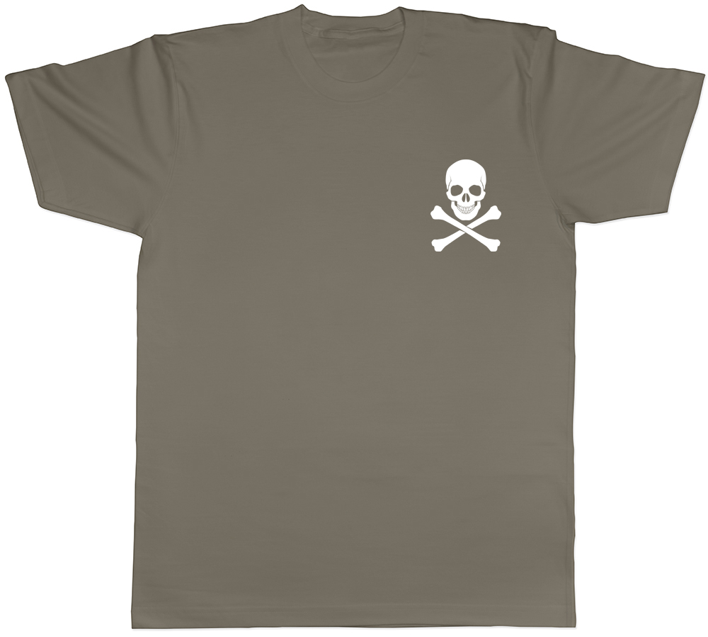 Skull and Crossbones Pocket Design Gothic Unisex Mens Womens T-Shirt Tee - Picture 7 of 7