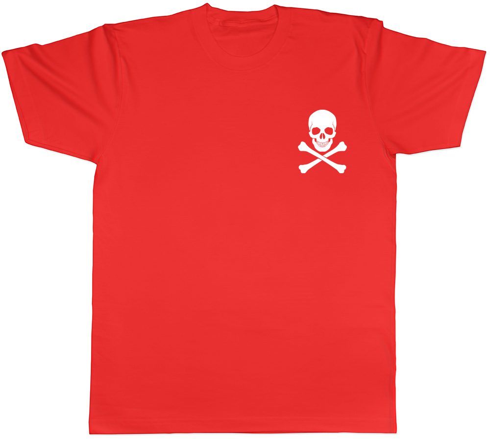 Skull and Crossbones Pocket Design Gothic Unisex Mens Womens T-Shirt Tee - Picture 5 of 7