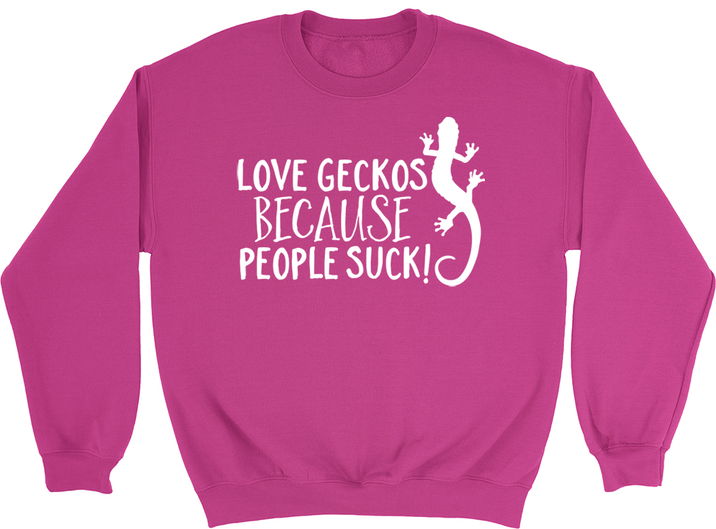 Love Geckos because People Suck Long Sleeve Jumper Sweater Sweatshirt - Picture 3 of 5