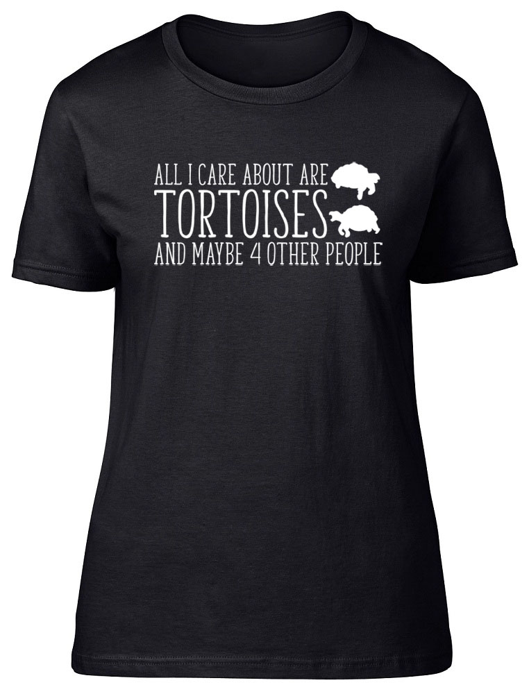 Womens All I Care about are Tortoises and maybe 4 other People Fitted T-Shirt - Picture 2 of 8