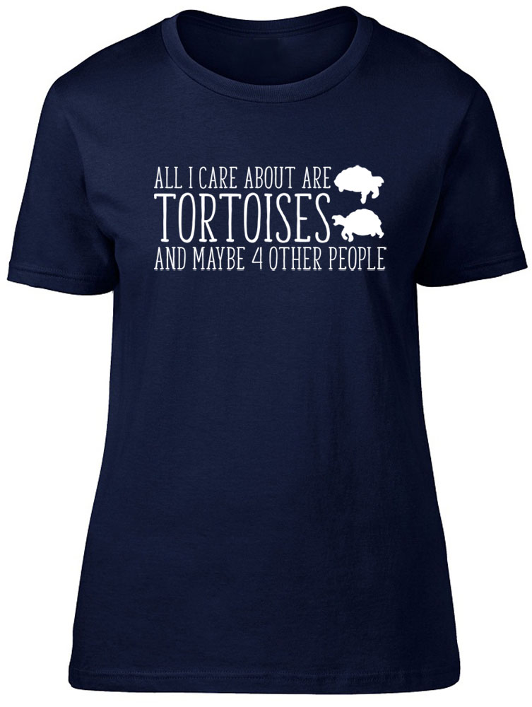Womens All I Care about are Tortoises and maybe 4 other People Fitted T-Shirt - Picture 4 of 8
