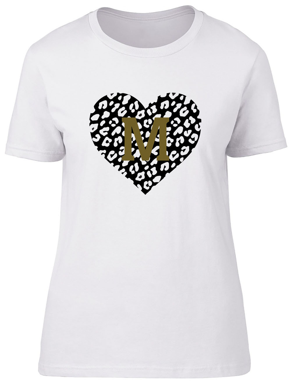 Personalised Leopard Print - Black Heart And Gold Text Fitted Womens T Shirt - Picture 7 of 8