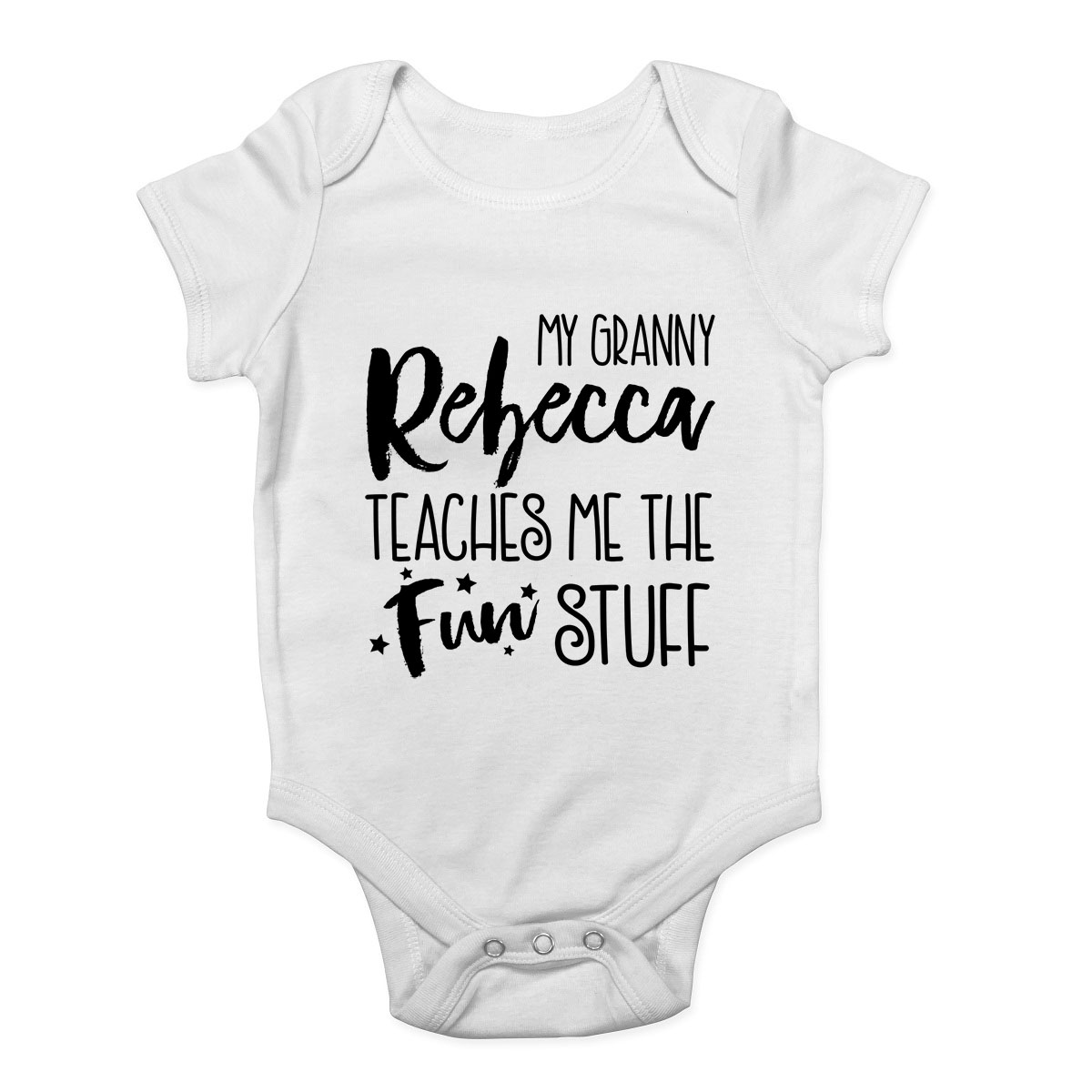 Personalised My Granny Teaches Me The Fun Stuff Baby Grow Vest Bodysuit Boy Girl