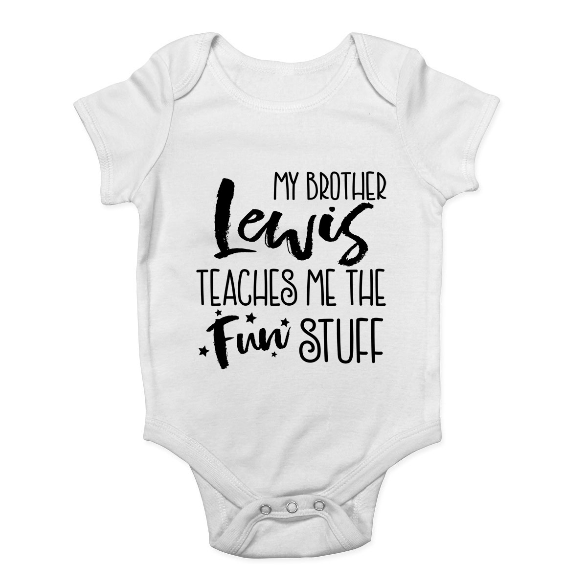 Personalised My Brother Teaches Me The Fun Stuff Baby Vest Bodysuit Boy Girl