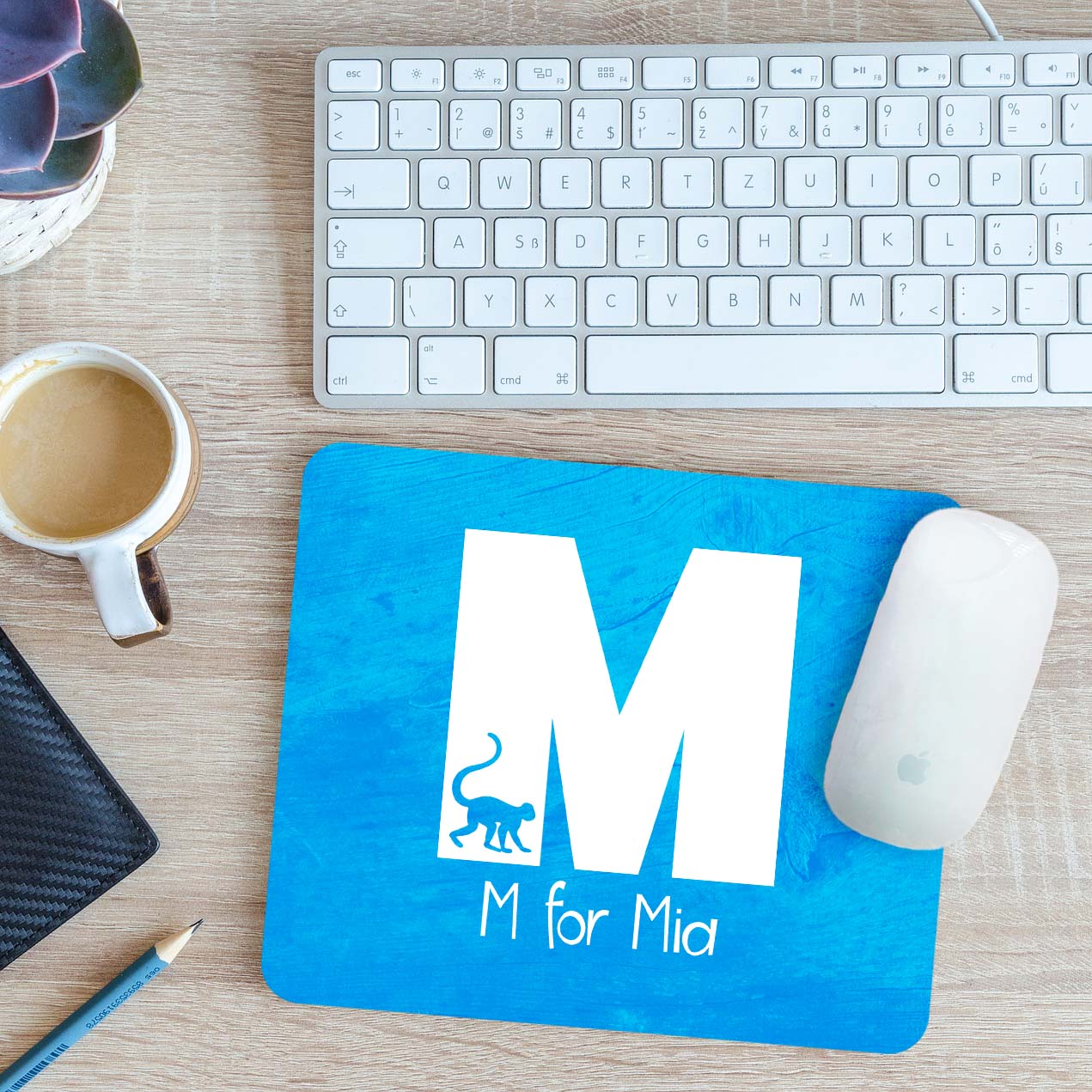 Personalisiertes Alphabet mit Bild - M Mauspassepartout Pad 24 cm x 19 cm - Bild 3 von 11