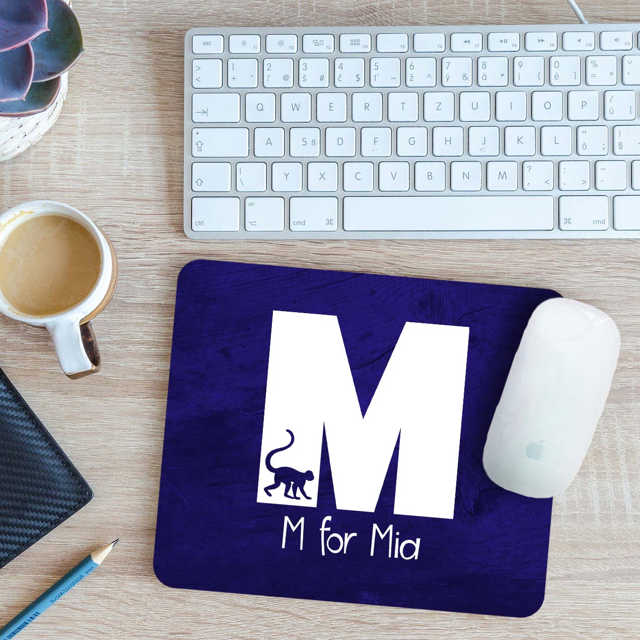 Personalisiertes Alphabet mit Bild - M Mauspassepartout Pad 24 cm x 19 cm - Bild 4 von 11