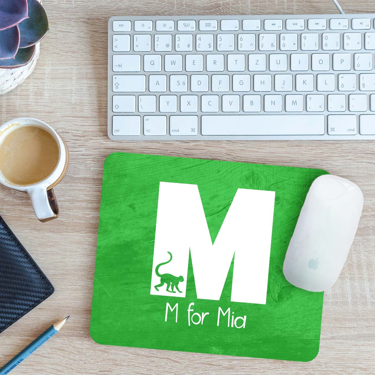 Personalisiertes Alphabet mit Bild - M Mauspassepartout Pad 24 cm x 19 cm - Bild 5 von 11