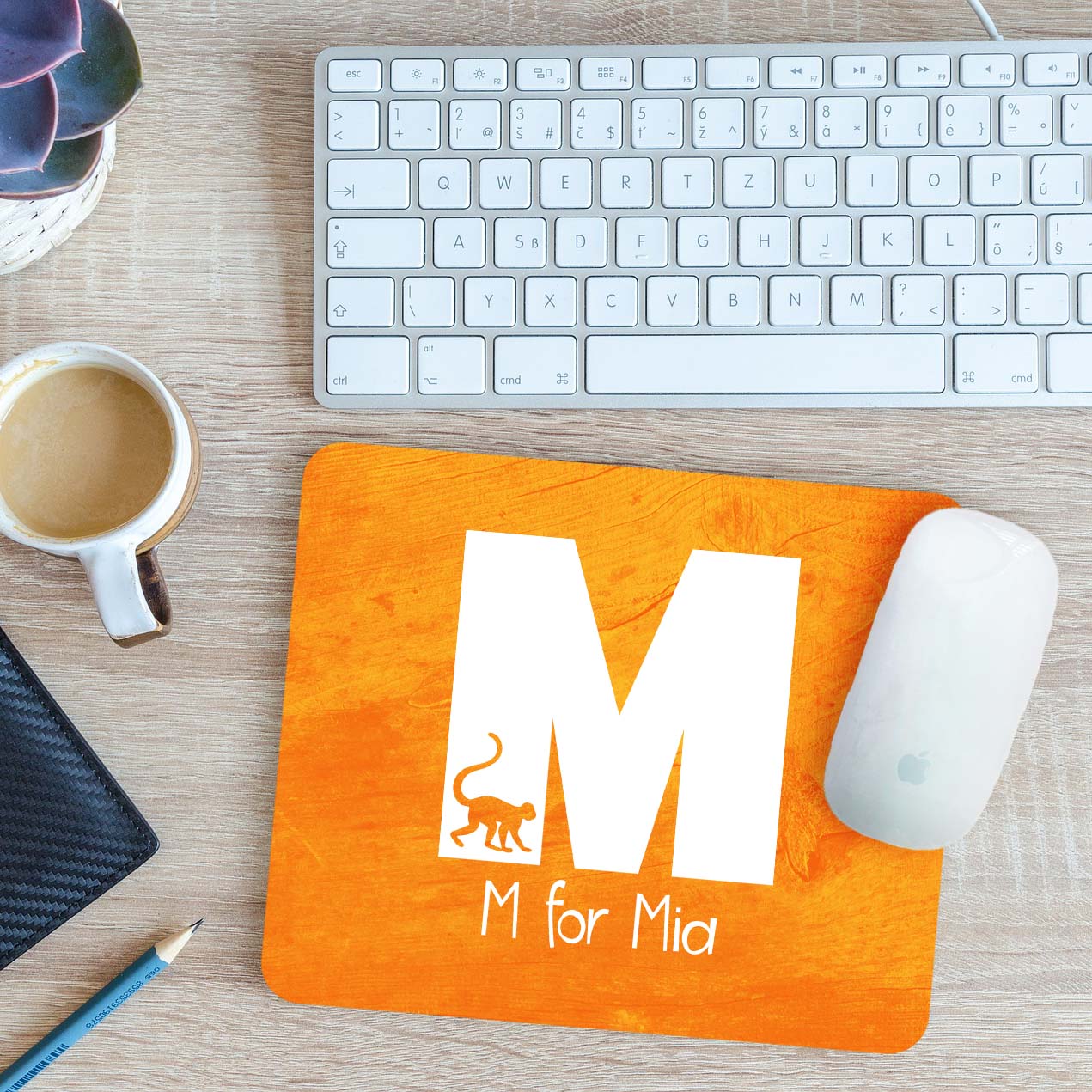 Personalisiertes Alphabet mit Bild - M Mauspassepartout Pad 24 cm x 19 cm - Bild 7 von 11
