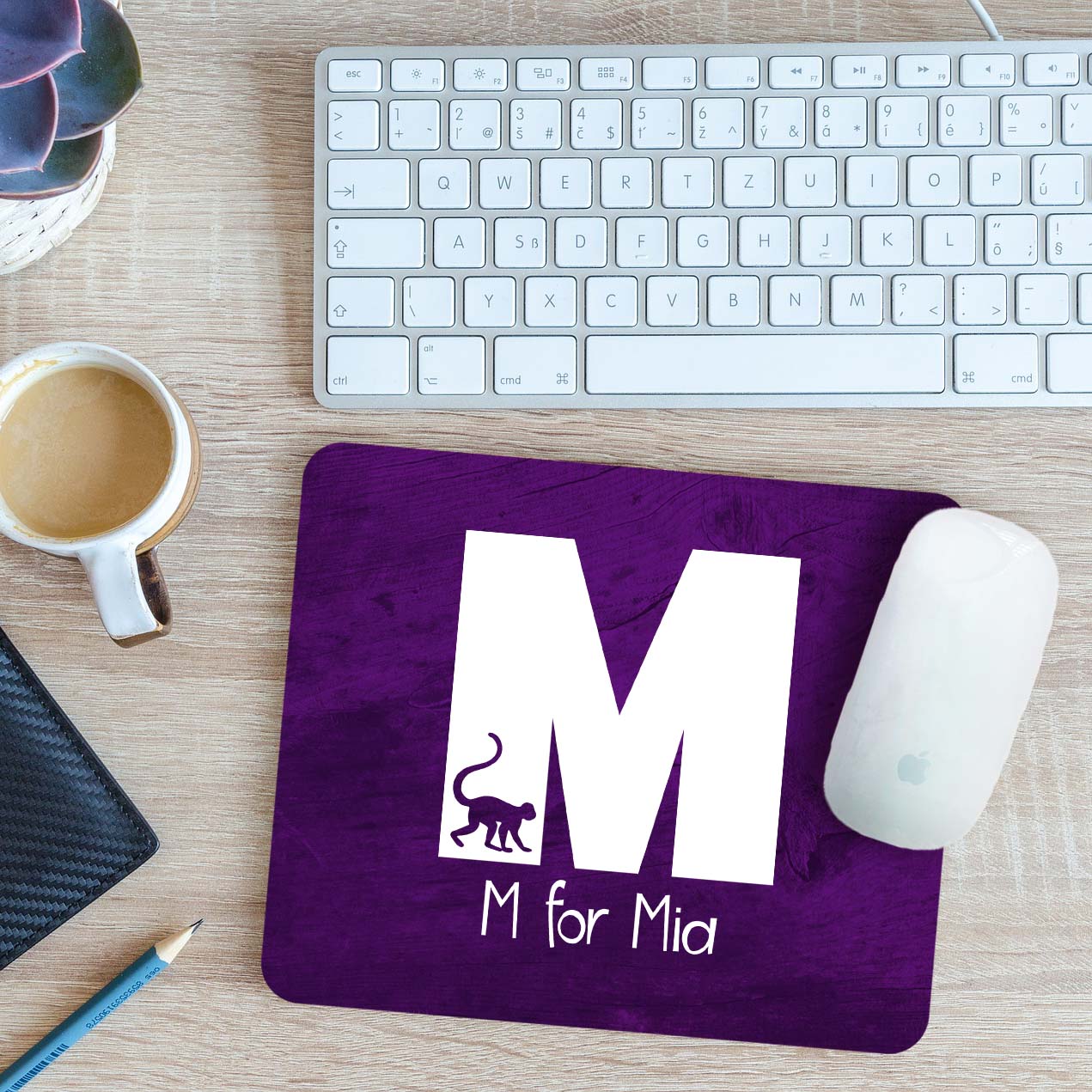 Personalisiertes Alphabet mit Bild - M Mauspassepartout Pad 24 cm x 19 cm - Bild 8 von 11