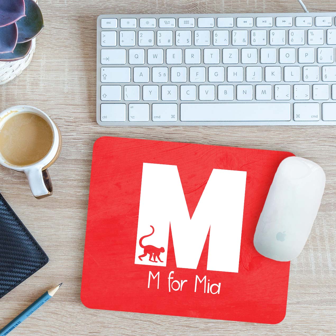 Personalisiertes Alphabet mit Bild - M Mauspassepartout Pad 24 cm x 19 cm - Bild 9 von 11