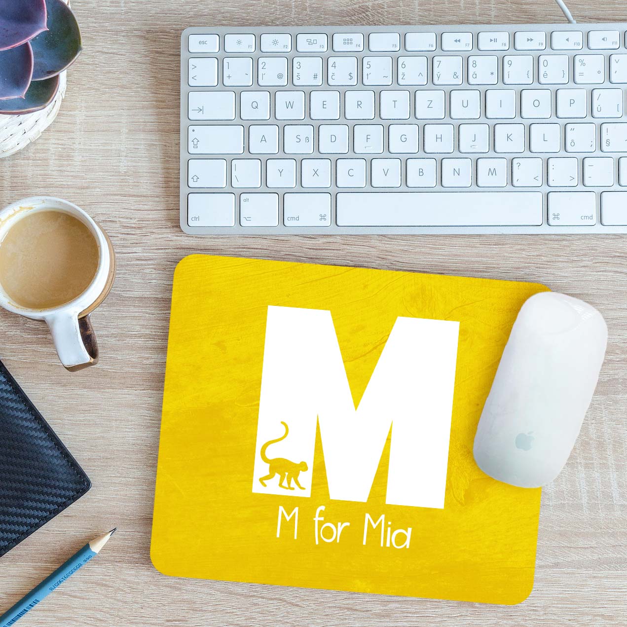 Personalisiertes Alphabet mit Bild - M Mauspassepartout Pad 24 cm x 19 cm - Bild 11 von 11