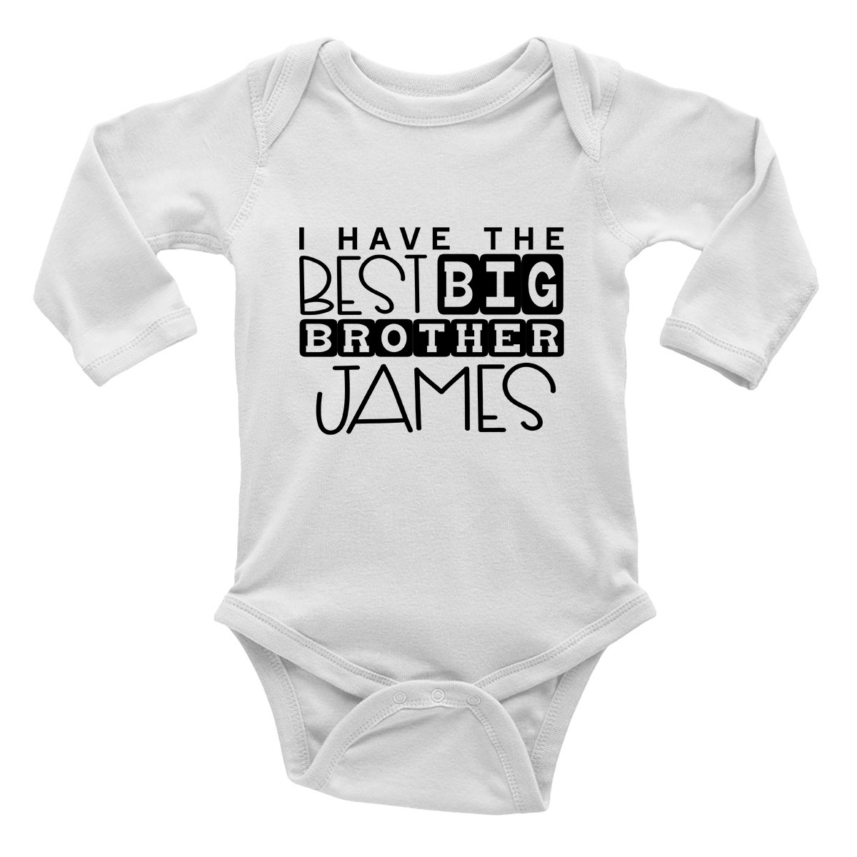 Personalised I Have The Best Big Brother Long Sleeve Baby Grow Vest Bodysuit