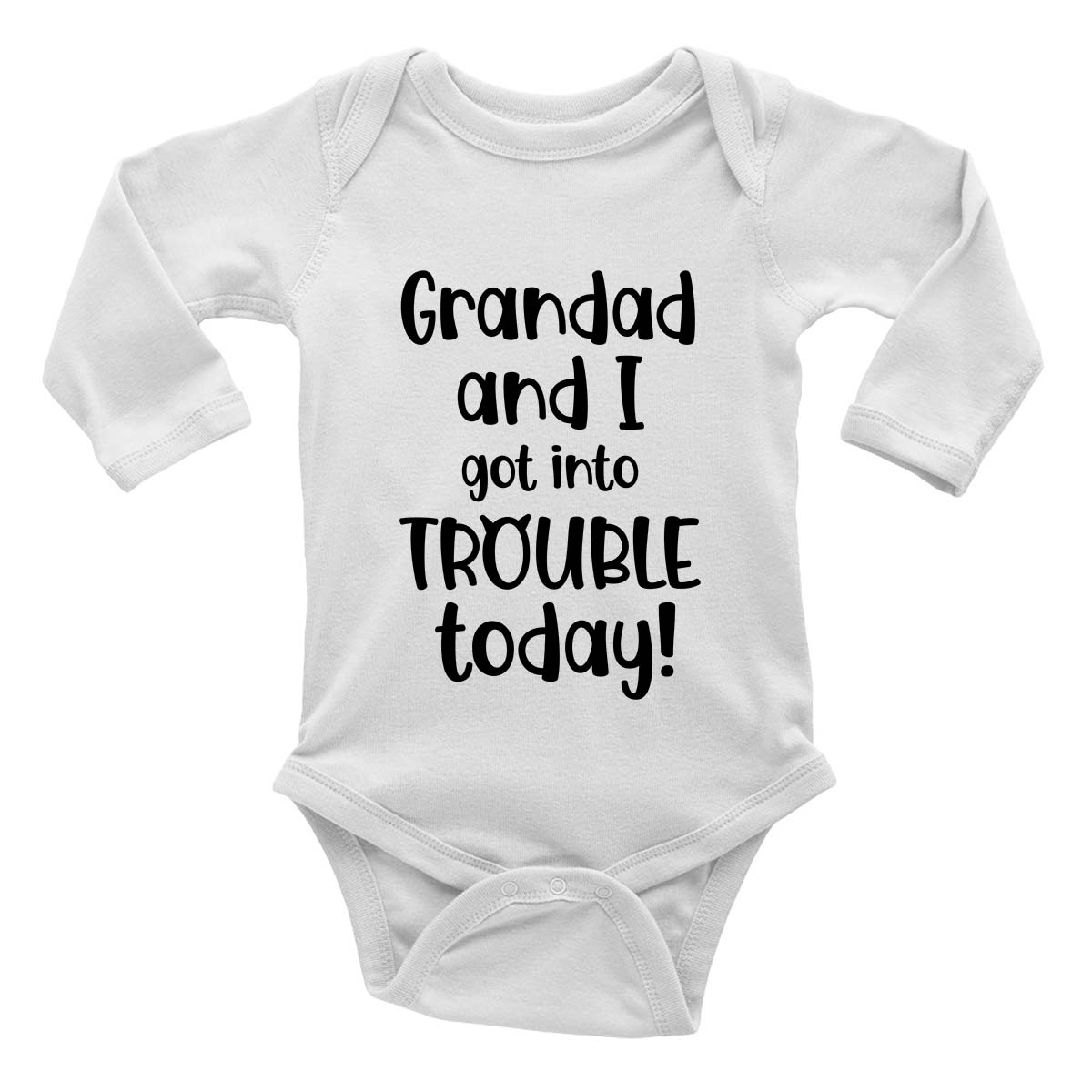 Grandad & I Got Into Trouble Today Long Sleeve Baby Grow Vest Bodysuit Boy Girl