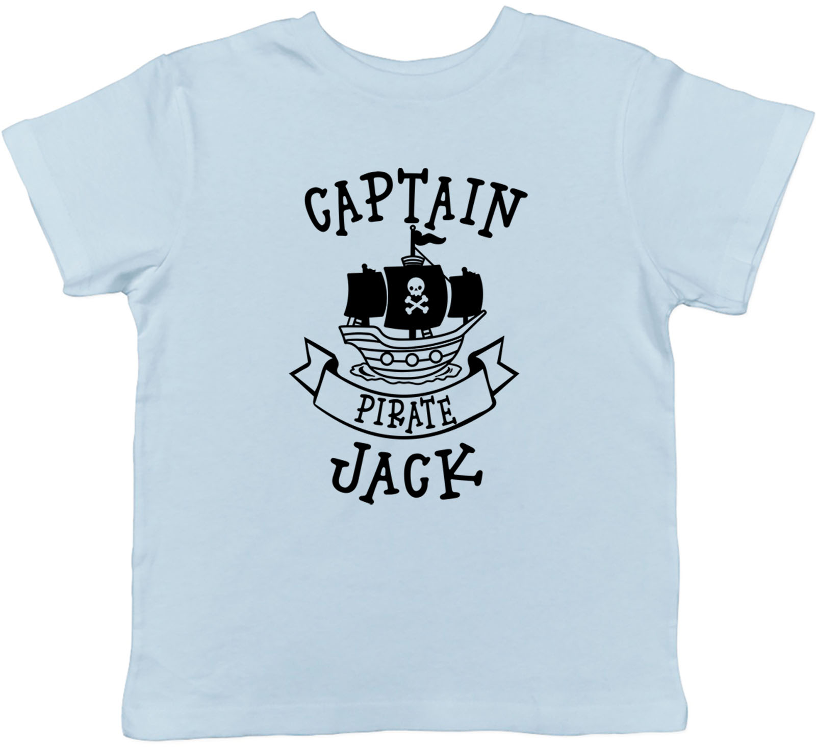 Personalised Captain Pirate With Skull & Bone Ship Childrens Kids T-Shirt - Picture 7 of 8