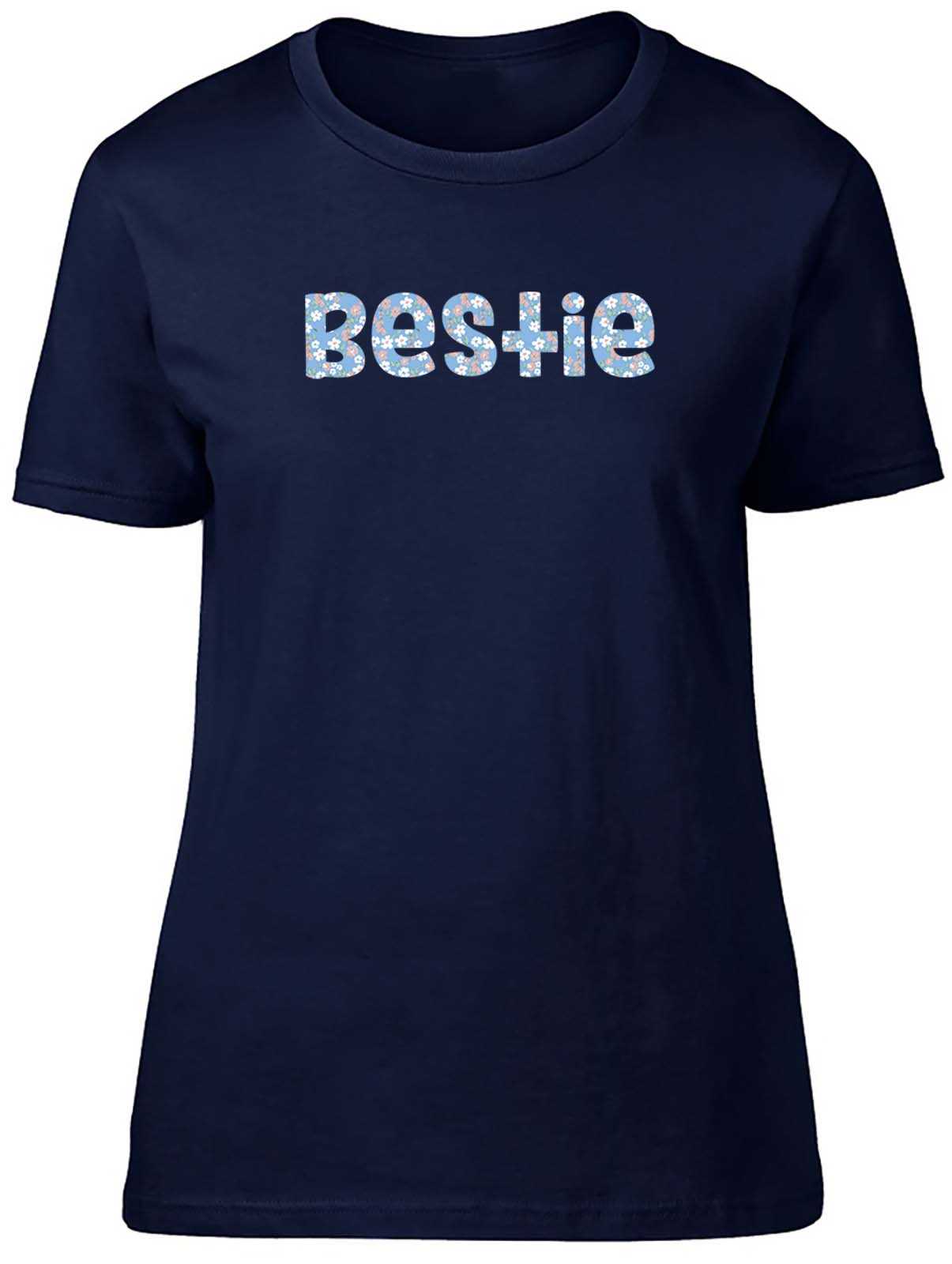 Flower Pattern Bestie Fitted Womens Ladies T Shirt Gift - Picture 4 of 8