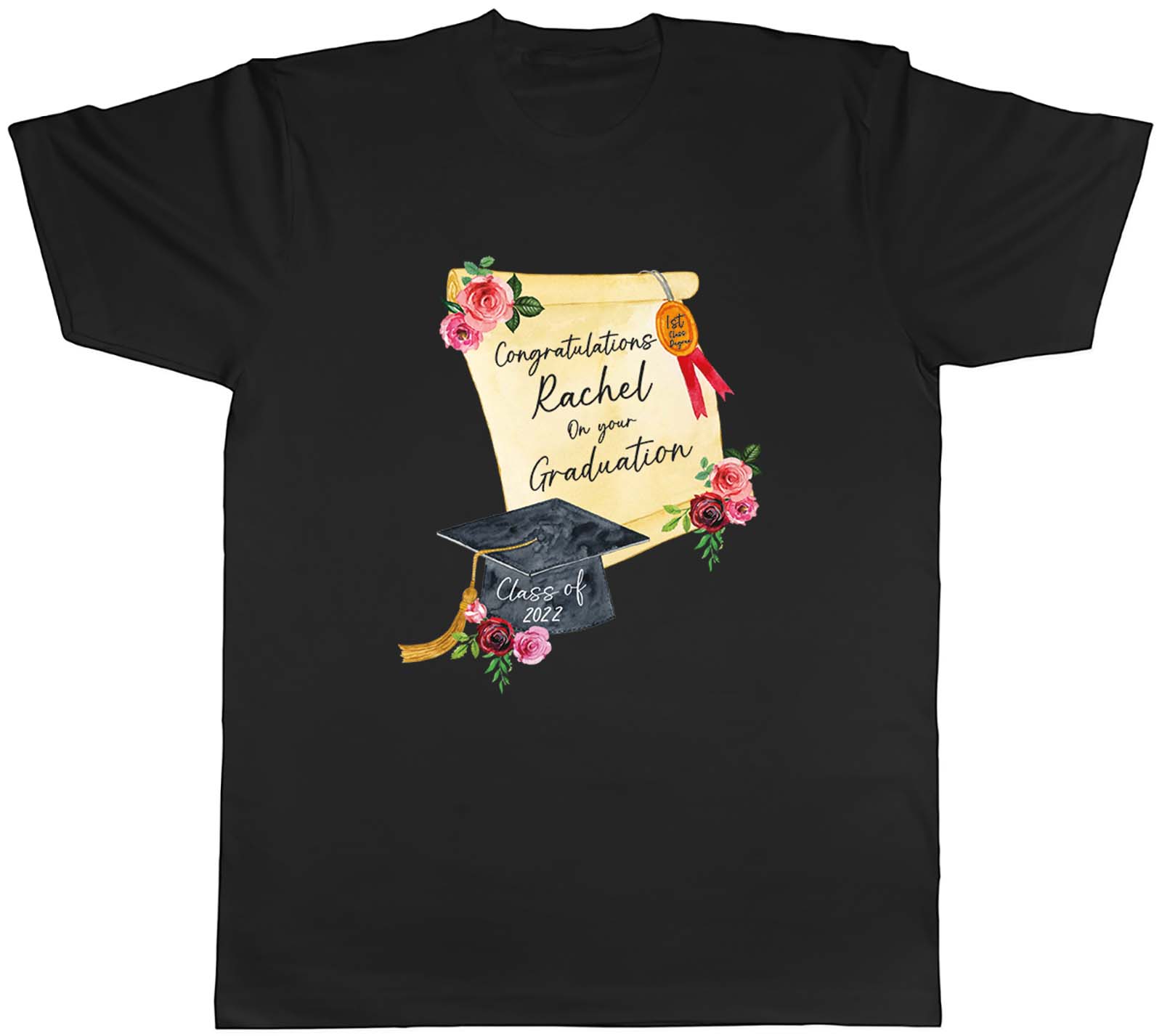 Personalised Congratulation On Your Graduation Mens Unisex T-Shirt Tee Gift