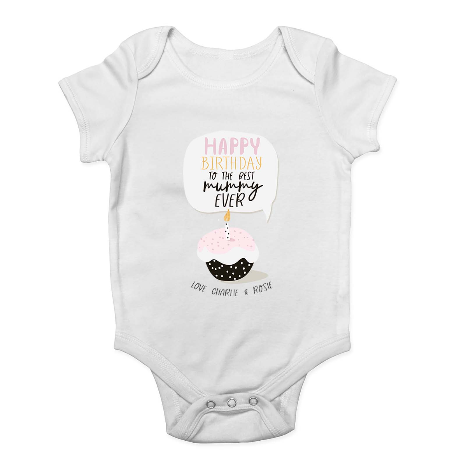 Personalised Happy Birthday To The Best Mummy Ever Baby Grow Vest