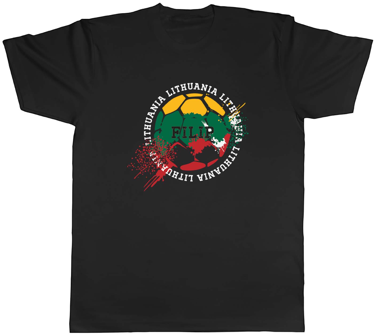 Personalised Lithuania Football Sports Mens Unisex T-Shirt Tee Gift