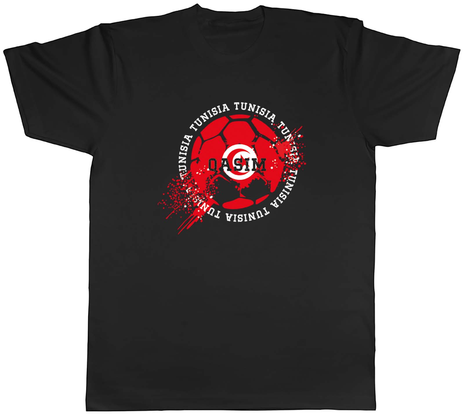 Personalised Tunisia Football Sports Mens Unisex T-Shirt Tee Gift