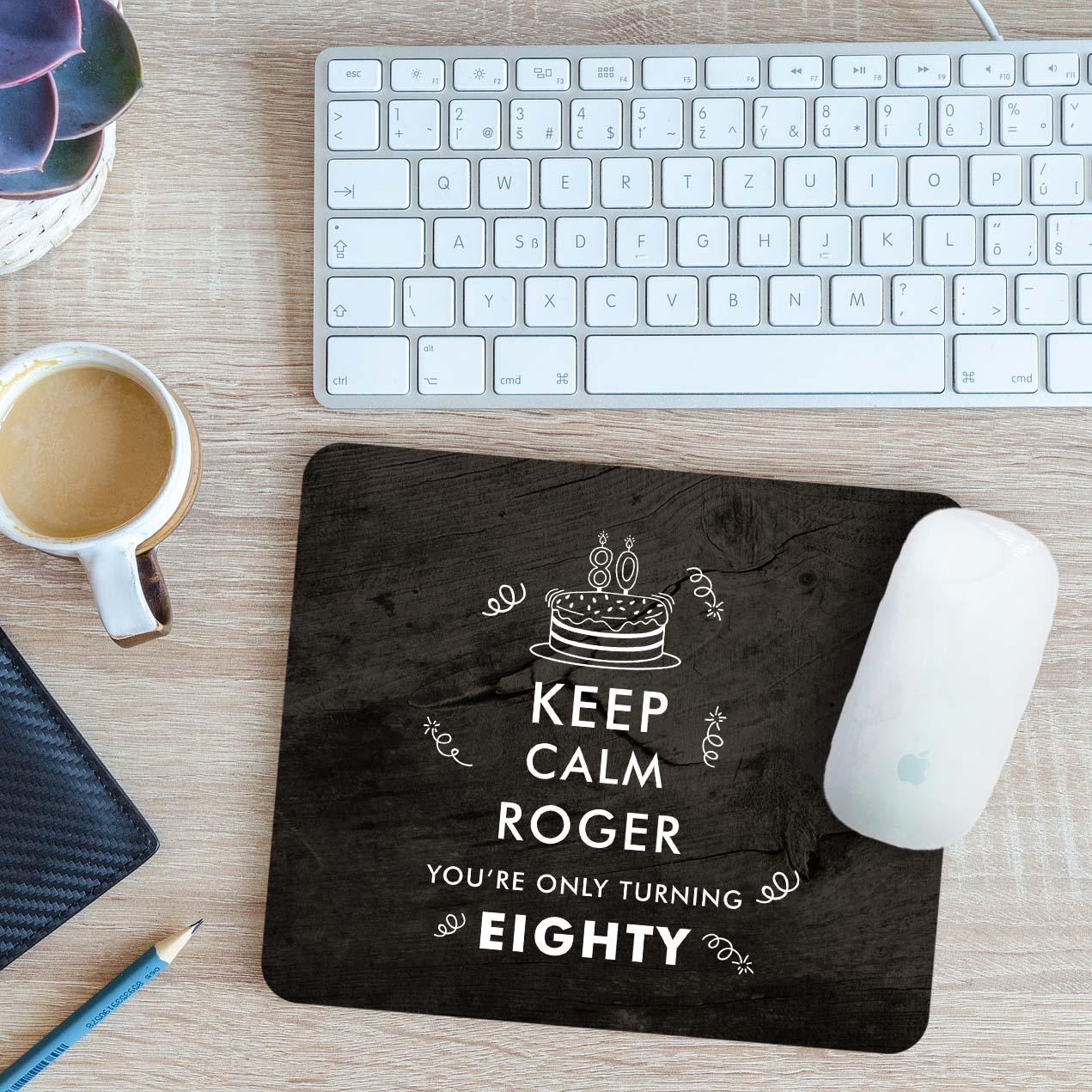 Personalised Keep Calm You're Only Turning 80 Mouse Mat Pad Gift 24cm x 19cm - Picture 2 of 11
