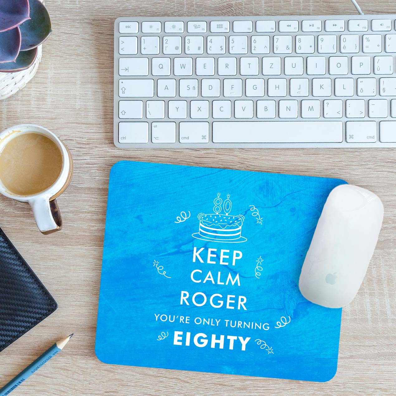Personalised Keep Calm You're Only Turning 80 Mouse Mat Pad Gift 24cm x 19cm - Picture 3 of 11