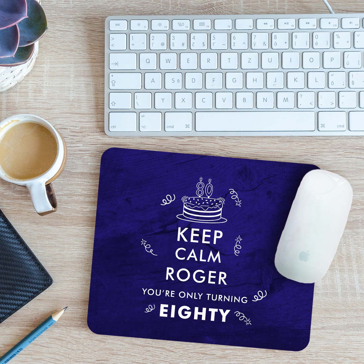 Personalised Keep Calm You're Only Turning 80 Mouse Mat Pad Gift 24cm x 19cm - Picture 4 of 11
