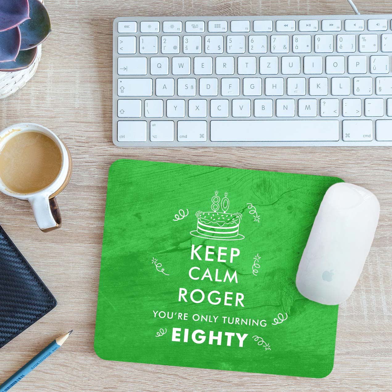 Personalised Keep Calm You're Only Turning 80 Mouse Mat Pad Gift 24cm x 19cm - Picture 5 of 11