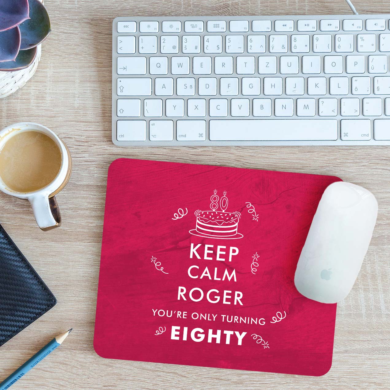 Personalised Keep Calm You're Only Turning 80 Mouse Mat Pad Gift 24cm x 19cm - Picture 6 of 11