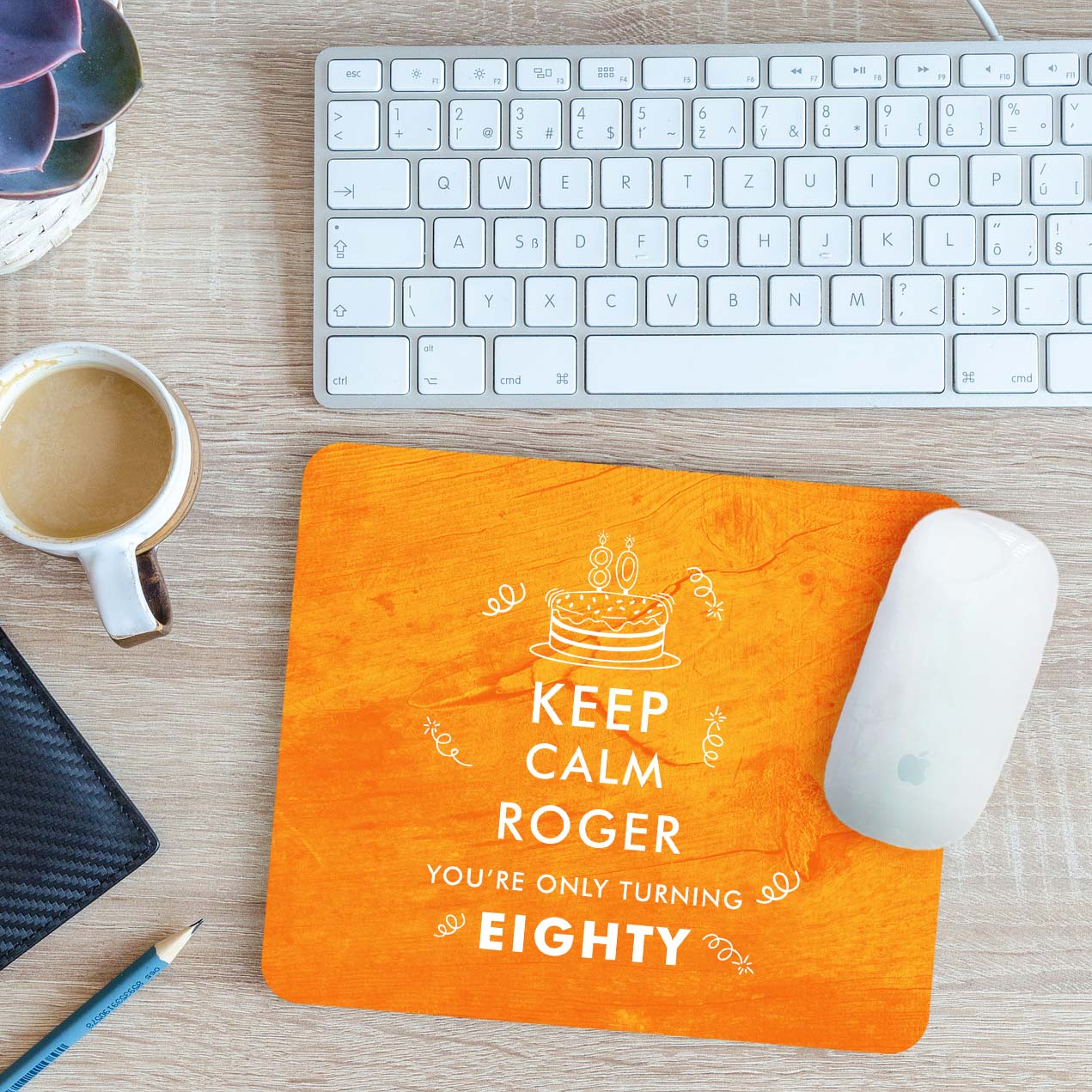 Personalised Keep Calm You're Only Turning 80 Mouse Mat Pad Gift 24cm x 19cm - Picture 7 of 11