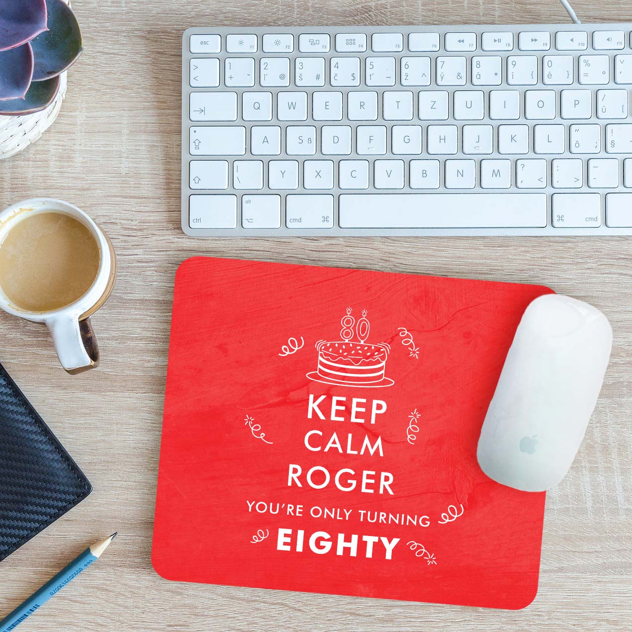 Personalised Keep Calm You're Only Turning 80 Mouse Mat Pad Gift 24cm x 19cm - Picture 9 of 11