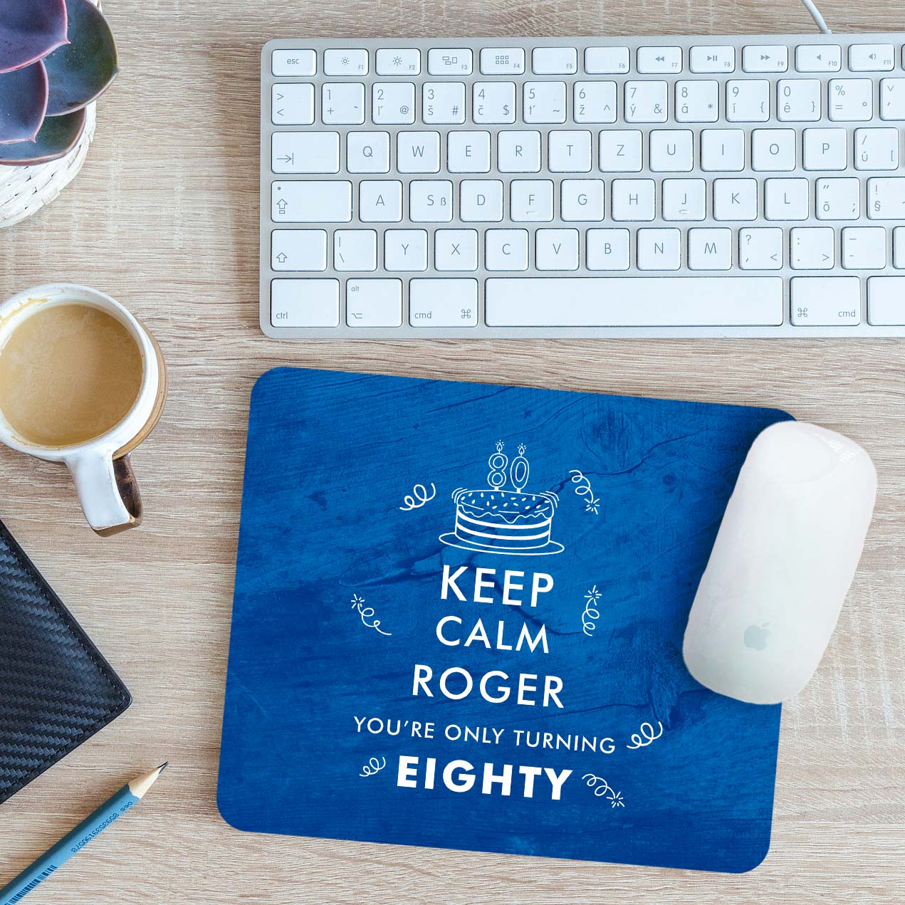Personalised Keep Calm You're Only Turning 80 Mouse Mat Pad Gift 24cm x 19cm - Picture 10 of 11
