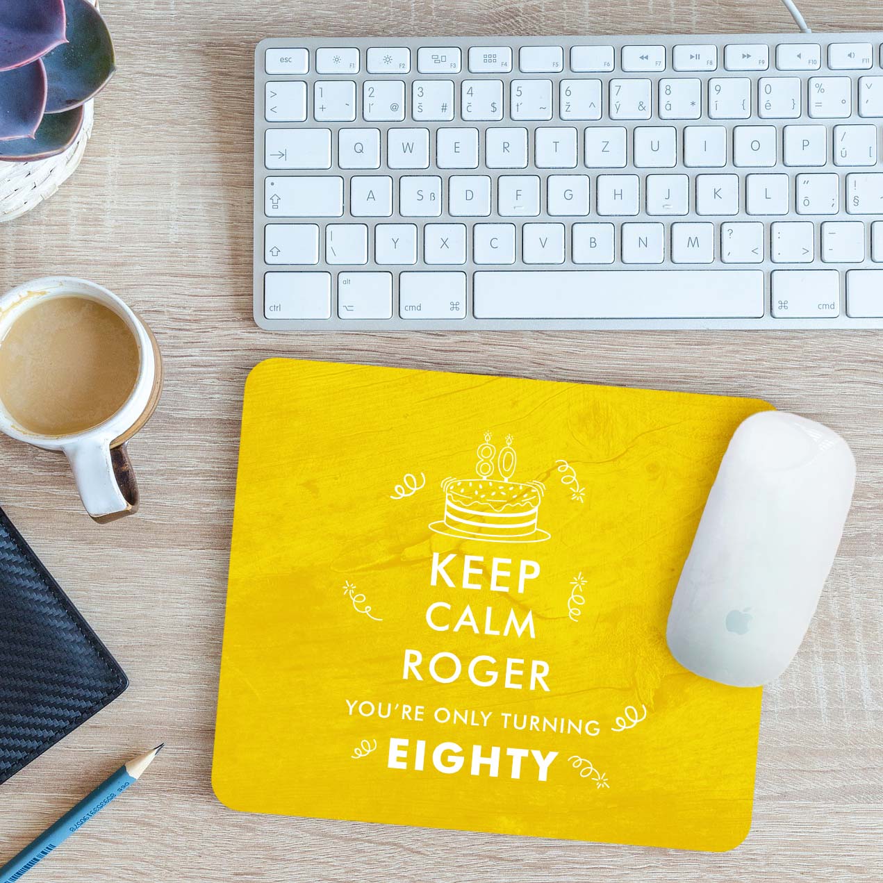 Personalised Keep Calm You're Only Turning 80 Mouse Mat Pad Gift 24cm x 19cm - Picture 11 of 11