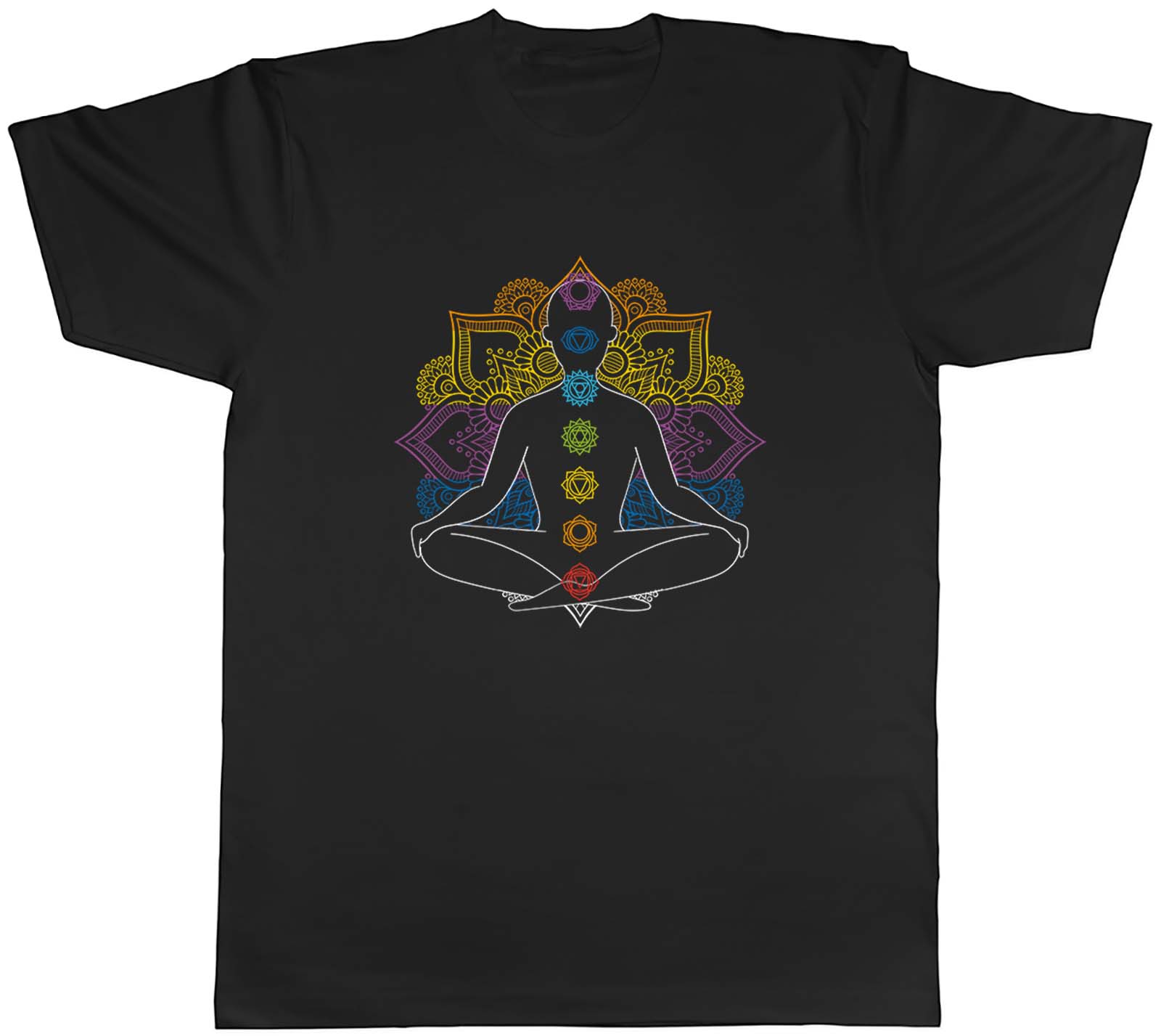Chakra Symbols Mandala Colour Yoga Spiritual Mens Unisex T-Shirt Tee Gift