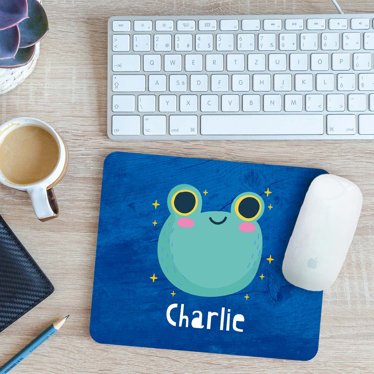 Personalised Frog Face Mouse Mat Pad Tadpole Toad Gift 24cm x 19cm