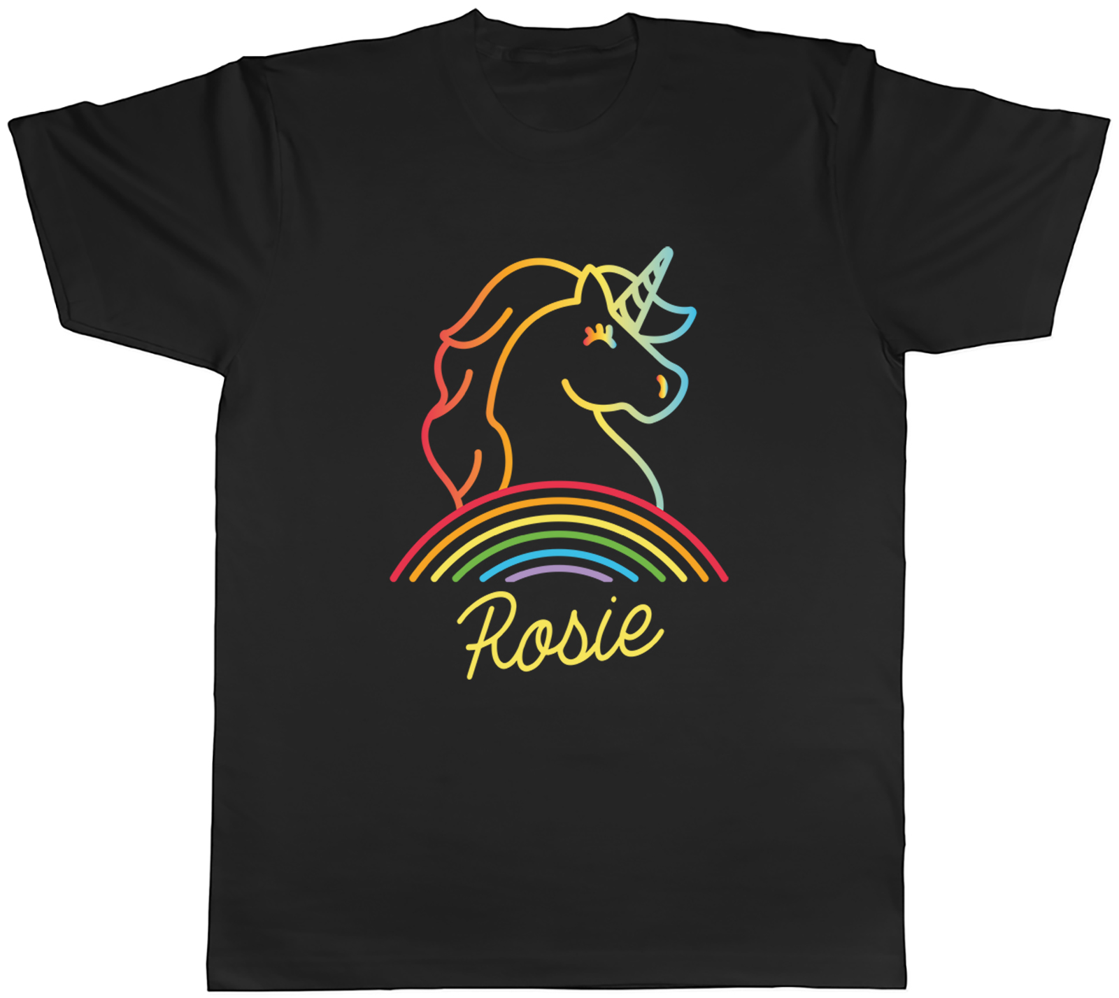 Personalised Unicorn Rainbow Mens T-Shirt Any Name Unisex Tee Gift
