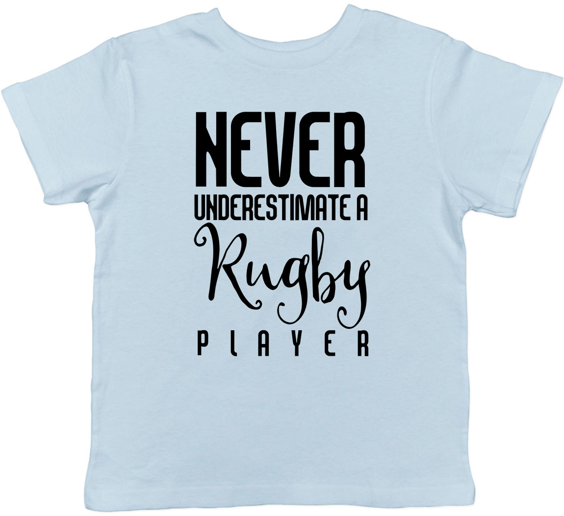 Never Underestimate a Rugby Childrens Kids T-Shirt Boys Girls